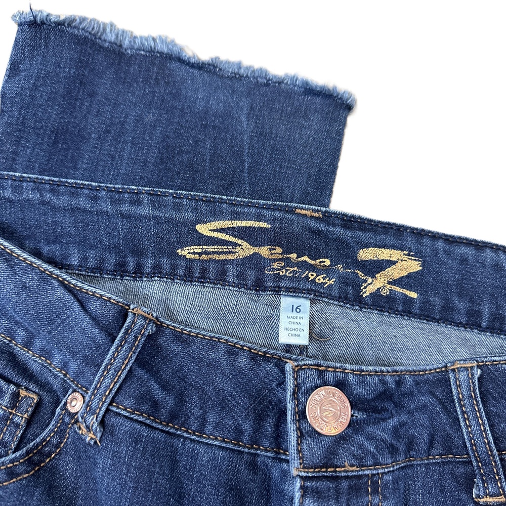 Seven 7 Weekend Slim Fit Frayed Hem Blue Womens Size 16 Jeans - Picture 3 of 5